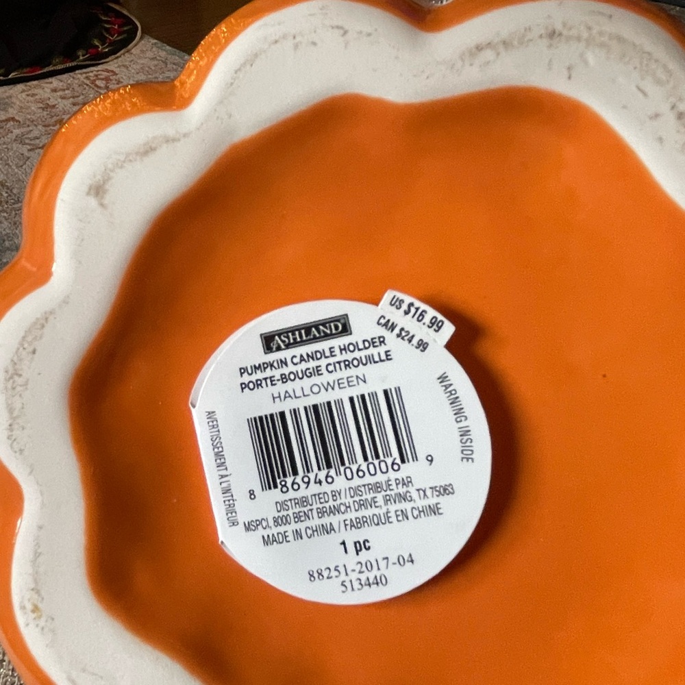 Two Ashland Pumpkin Candle Holders in Vibrant Orange - Picture 4 of 6